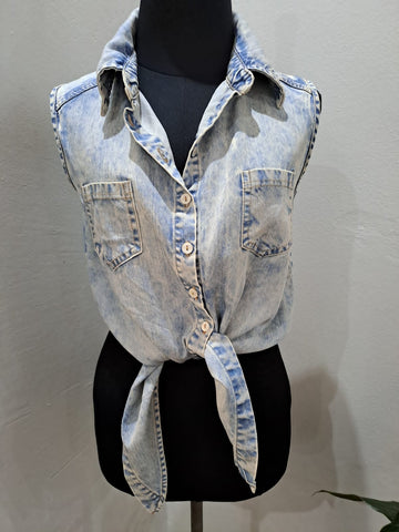 Denim Tie Front Shirt (XSmall)