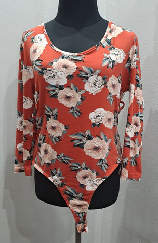 Long Sleeve Floral Bodysuit (XLarge)