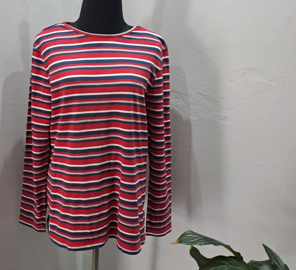 Milady's Striped Long Sleeve Top (Large)