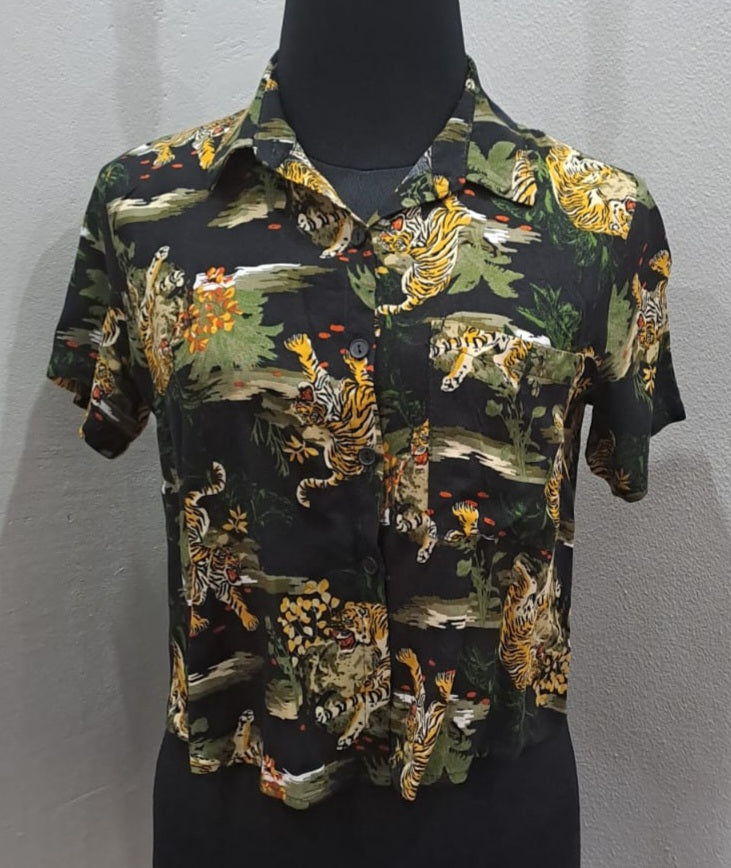 Tiger Print Crop Shirt (SSmall)